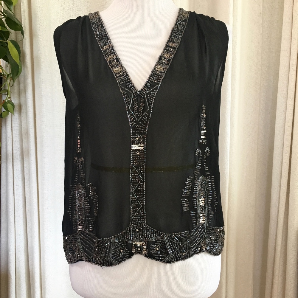 Plenty Tracy Reese Embellished Top Black Size P